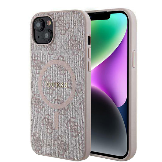 Θήκη MagSafe για Apple iPhone 14, Guess, 4G Ring Classic Logo, Ροζ