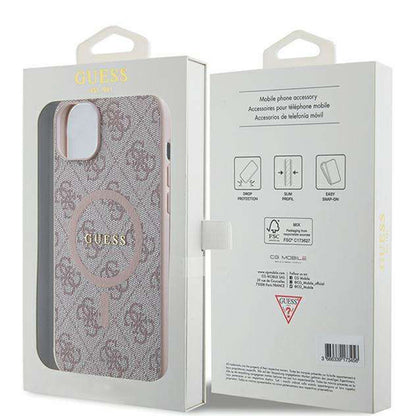 Θήκη MagSafe για Apple iPhone 14, Guess, 4G Ring Classic Logo, Ροζ