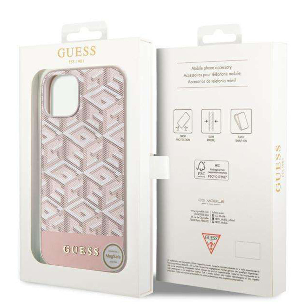 Θήκη MagSafe για Apple iPhone 14, Guess, GCube Stripes, Ροζ