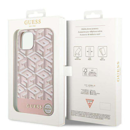Θήκη MagSafe για Apple iPhone 14, Guess, GCube Stripes, Ροζ