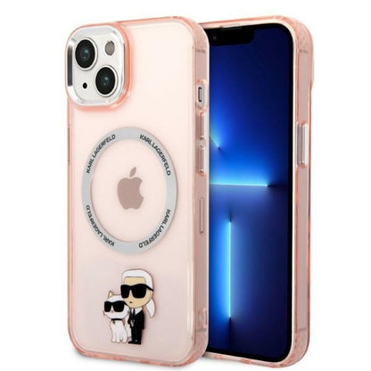Θήκη MagSafe για Apple iPhone 14, Karl Lagerfeld, Ikonik Karl & Choupette, Ροζ