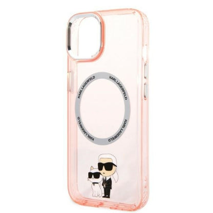 Θήκη MagSafe για Apple iPhone 14, Karl Lagerfeld, Ikonik Karl & Choupette, Ροζ