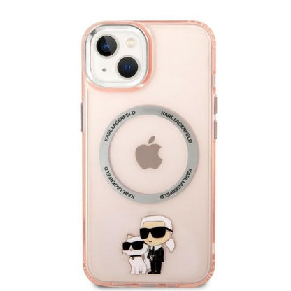 Θήκη MagSafe για Apple iPhone 14, Karl Lagerfeld, Ikonik Karl & Choupette, Ροζ