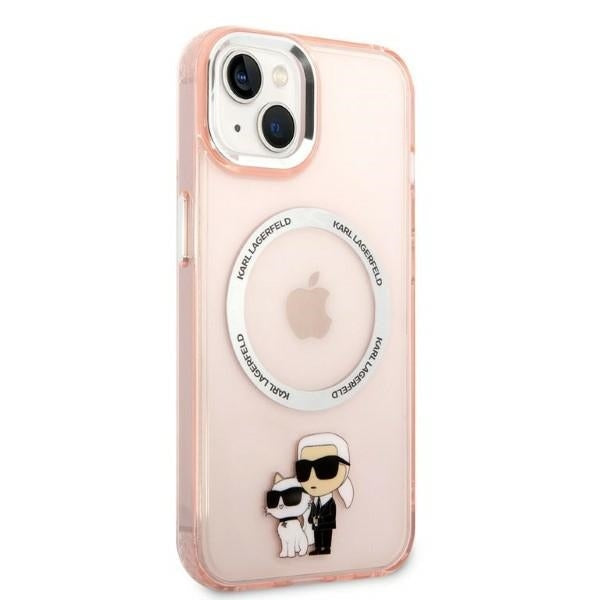 Θήκη MagSafe για Apple iPhone 14, Karl Lagerfeld, Ikonik Karl & Choupette, Ροζ