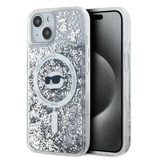 Θήκη MagSafe για Apple iPhone 14, Karl Lagerfeld, Liquid Glitter Choupette's Head, Διάφανη