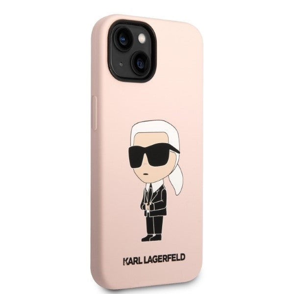 Θήκη MagSafe για Apple iPhone 14, Karl Lagerfeld, Silicone Ikonik Karl, Ροζ