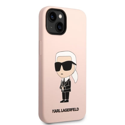 Θήκη MagSafe για Apple iPhone 14, Karl Lagerfeld, Silicone Ikonik Karl, Ροζ