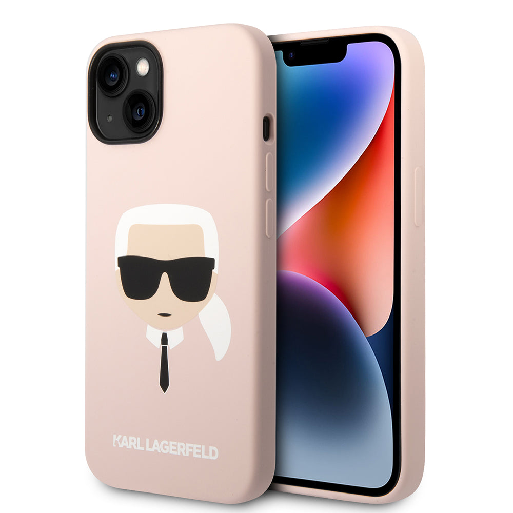 Θήκη MagSafe για Apple iPhone 14 Plus, Karl Lagerfeld, Σιλικόνη Karl's Head, Ροζ