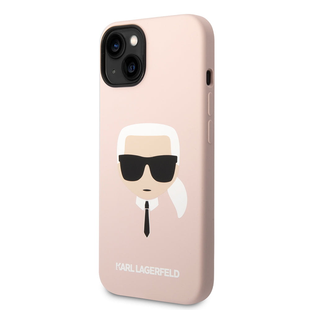 Θήκη MagSafe για Apple iPhone 14 Plus, Karl Lagerfeld, Σιλικόνη Karl's Head, Ροζ
