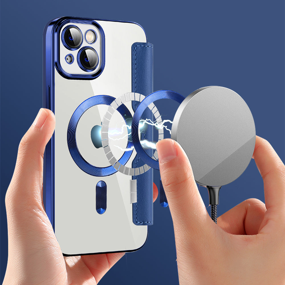 Θήκη MagSafe για Apple iPhone 14 Plus, Techsuit, SmartMag Book, Μπλε