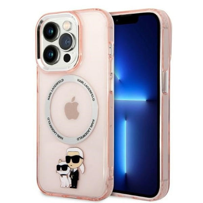 Θήκη MagSafe για Apple iPhone 14 Pro, Karl Lagerfeld, Ikonik Karl & Choupette, Ροζ