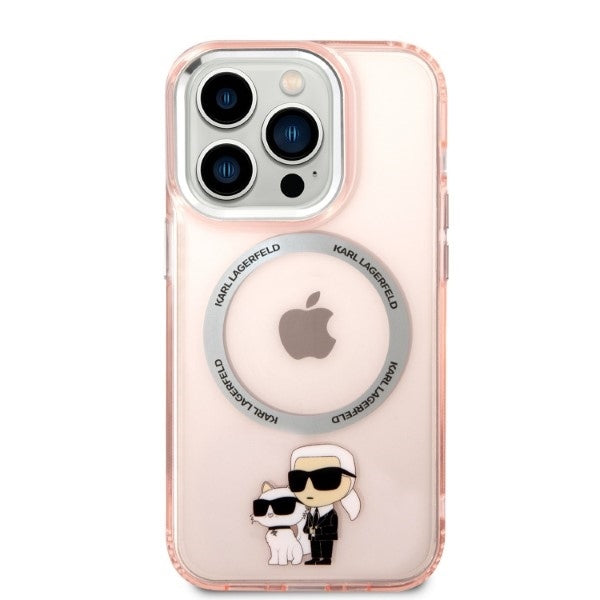 Θήκη MagSafe για Apple iPhone 14 Pro, Karl Lagerfeld, Ikonik Karl & Choupette, Ροζ