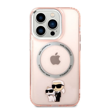 Θήκη MagSafe για Apple iPhone 14 Pro, Karl Lagerfeld, Ikonik Karl & Choupette, Ροζ