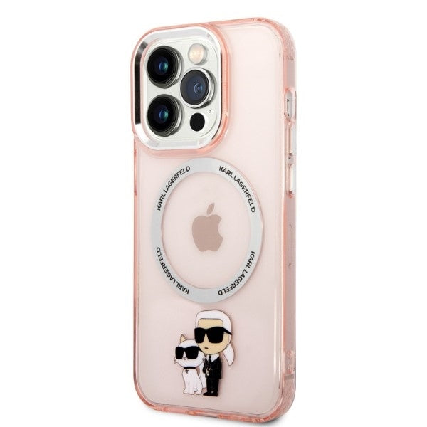Θήκη MagSafe για Apple iPhone 14 Pro, Karl Lagerfeld, Ikonik Karl & Choupette, Ροζ
