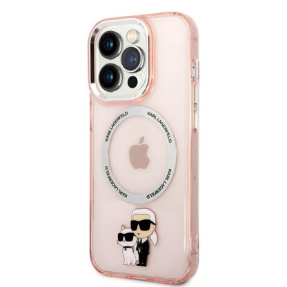 Θήκη MagSafe για Apple iPhone 14 Pro, Karl Lagerfeld, Ikonik Karl & Choupette, Ροζ