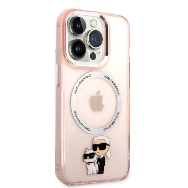 Θήκη MagSafe για Apple iPhone 14 Pro, Karl Lagerfeld, Ikonik Karl & Choupette, Ροζ