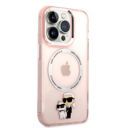 Θήκη MagSafe για Apple iPhone 14 Pro, Karl Lagerfeld, Ikonik Karl & Choupette, Ροζ