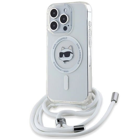 Θήκη MagSafe για Apple iPhone 14 Pro, Karl Lagerfeld, IML Crossbody Choupette's Head with Strap, Διάφανη