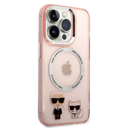 Θήκη MagSafe για Apple iPhone 14 Pro, Karl Lagerfeld, Karl & Choupette Aluminium, Ροζ