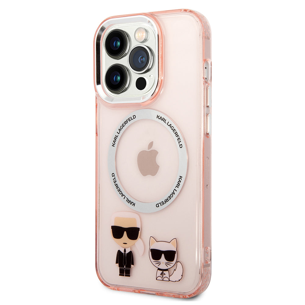 Θήκη MagSafe για Apple iPhone 14 Pro, Karl Lagerfeld, Karl & Choupette Aluminium, Ροζ