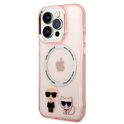 Θήκη MagSafe για Apple iPhone 14 Pro, Karl Lagerfeld, Karl & Choupette Aluminium, Ροζ