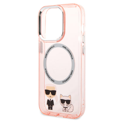Θήκη MagSafe για Apple iPhone 14 Pro, Karl Lagerfeld, Karl & Choupette Aluminium, Ροζ