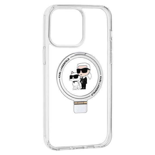 Θήκη MagSafe για Apple iPhone 14 Pro, Karl Lagerfeld, Ring Stand Karl & Choupette, Λευκή