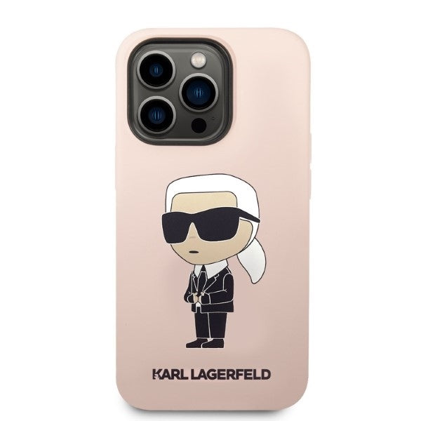 Θήκη MagSafe για Apple iPhone 14 Pro, Karl Lagerfeld, Silicone Ikonik Karl, Ροζ