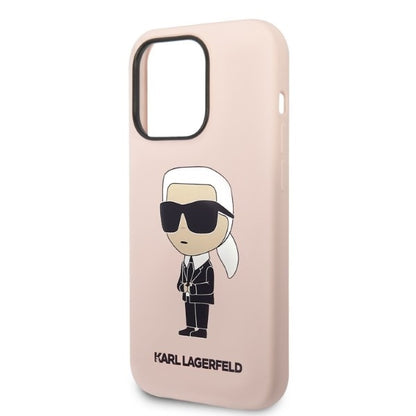 Θήκη MagSafe για Apple iPhone 14 Pro, Karl Lagerfeld, Silicone Ikonik Karl, Ροζ