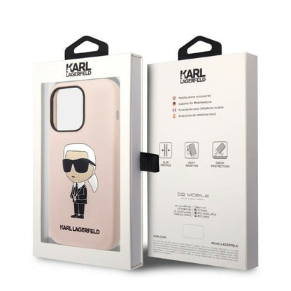 Θήκη MagSafe για Apple iPhone 14 Pro, Karl Lagerfeld, Silicone Ikonik Karl, Ροζ