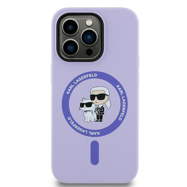 Θήκη MagSafe για Apple iPhone 14 Pro, Karl Lagerfeld, Silicone Ring Karl & Choupette, Μοβ