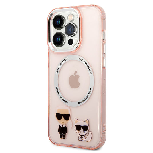 MagSafe Case for Apple iPhone 14 Pro Max, Karl Lagerfeld, Karl & Choupette Aluminium, Pink