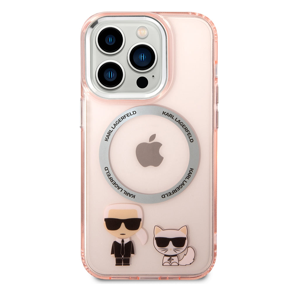 Θήκη MagSafe για Apple iPhone 14 Pro Max, Karl Lagerfeld, Karl & Choupette Aluminium, Ροζ