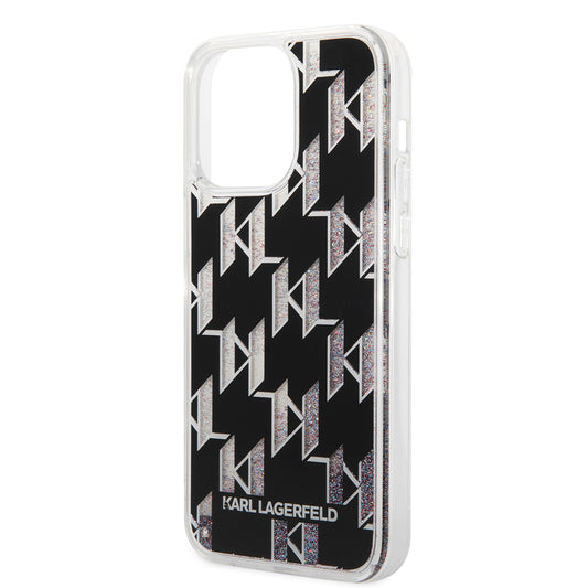 Θήκη MagSafe για Apple iPhone 14 Pro Max, Karl Lagerfeld, Monogram Liquid Glitter, Μαύρη