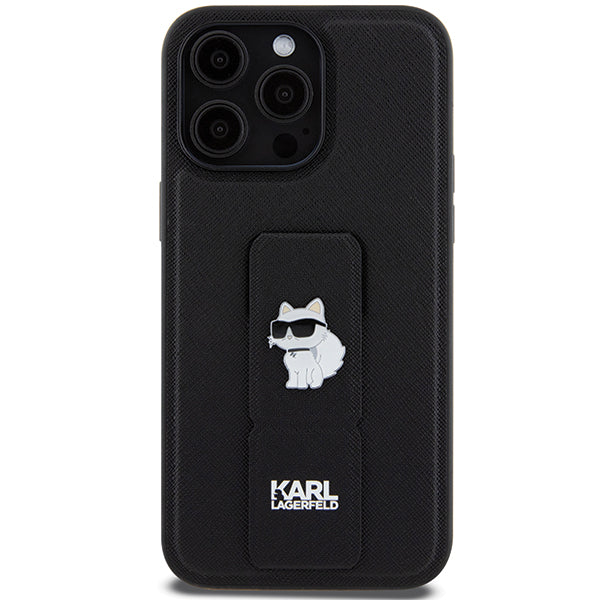 MagSafe Case for Apple iPhone 14 Pro Max, Karl Lagerfeld, Saffiano Gripstand Choupette, Black