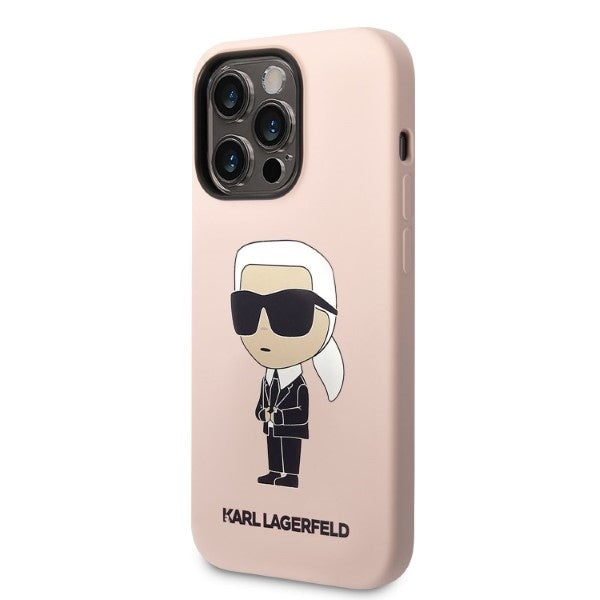 Θήκη MagSafe για Apple iPhone 14 Pro Max, Karl Lagerfeld, Silicone Ikonik Karl, Ροζ