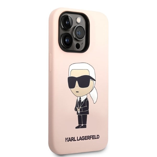 Θήκη MagSafe για Apple iPhone 14 Pro Max, Karl Lagerfeld, Silicone Ikonik Karl, Ροζ