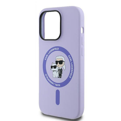 Θήκη MagSafe για Apple iPhone 14 Pro Max, Karl Lagerfeld, Silicone Ring Karl & Choupette, Μοβ