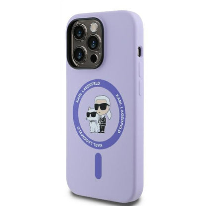 Θήκη MagSafe για Apple iPhone 14 Pro Max, Karl Lagerfeld, Silicone Ring Karl & Choupette, Μοβ