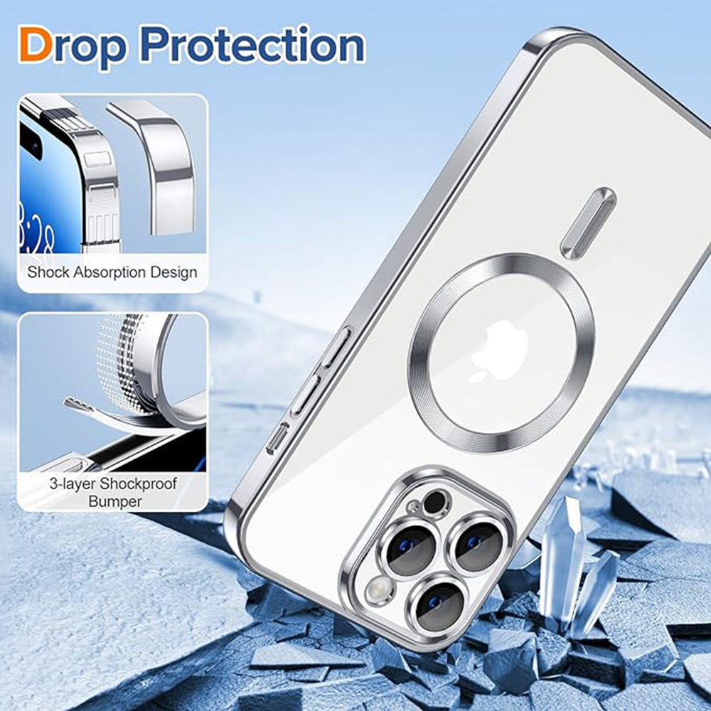 Θήκη MagSafe για Apple iPhone 14 Pro Max, Techsuit, Luxury Crystal, Ασημί