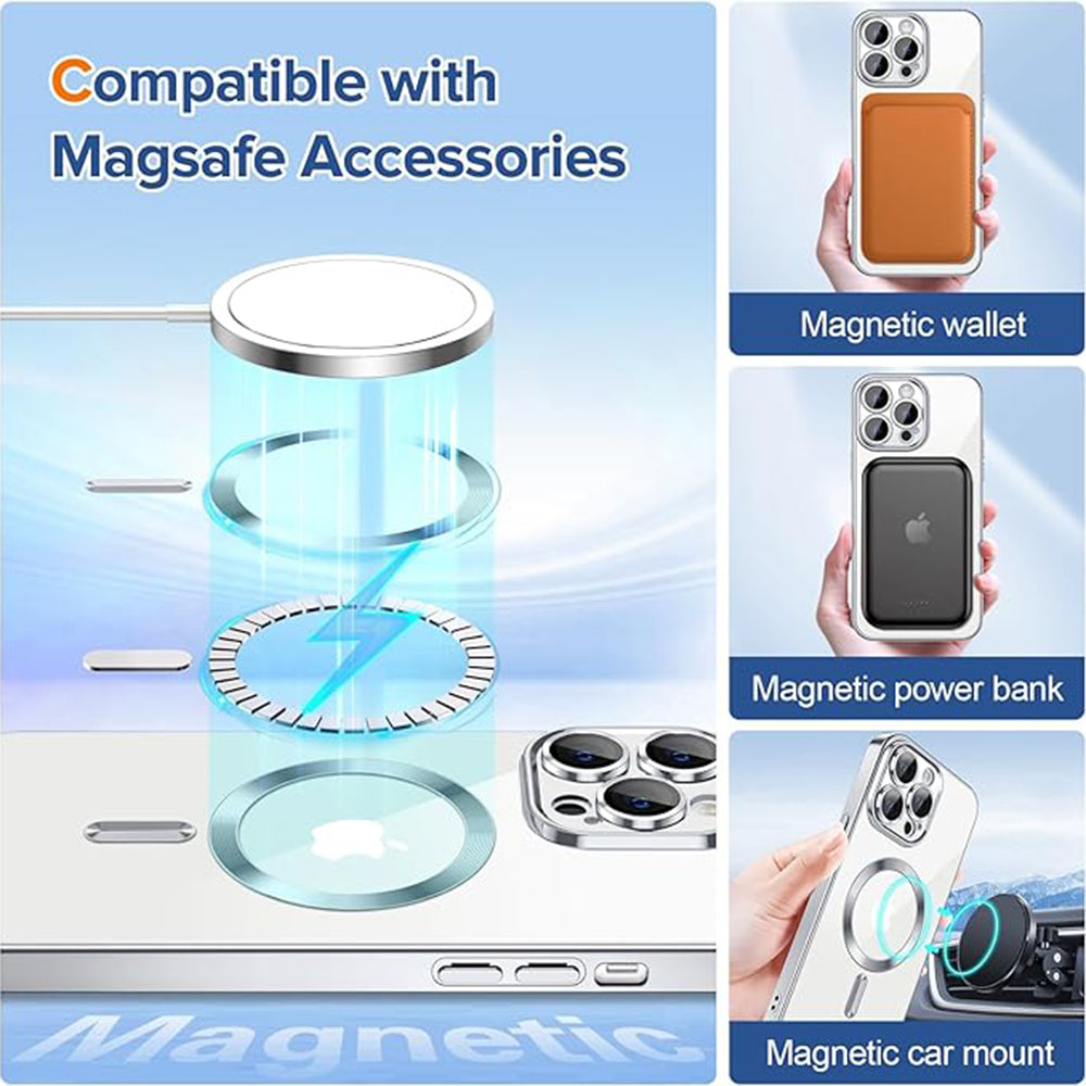 Θήκη MagSafe για Apple iPhone 14 Pro Max, Techsuit, Luxury Crystal, Ασημί