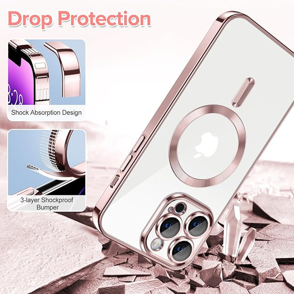 Θήκη MagSafe για Apple iPhone 14 Pro Max, Techsuit, Luxury Crystal, Ροζ