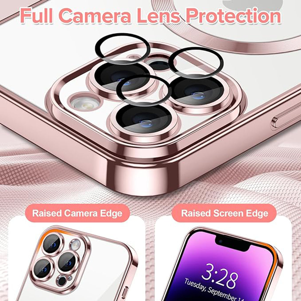Θήκη MagSafe για Apple iPhone 14 Pro Max, Techsuit, Luxury Crystal, Ροζ