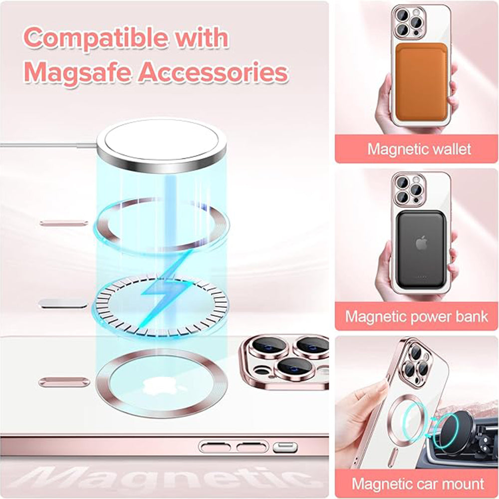 Θήκη MagSafe για Apple iPhone 14 Pro Max, Techsuit, Luxury Crystal, Ροζ