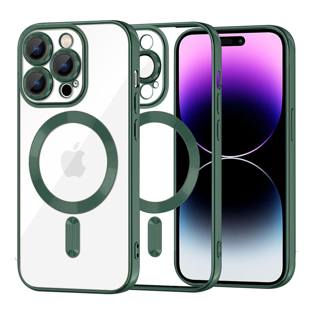 Θήκη MagSafe για Apple iPhone 14 Pro Max, Techsuit, Luxury Crystal, Σκούρο Πράσινο