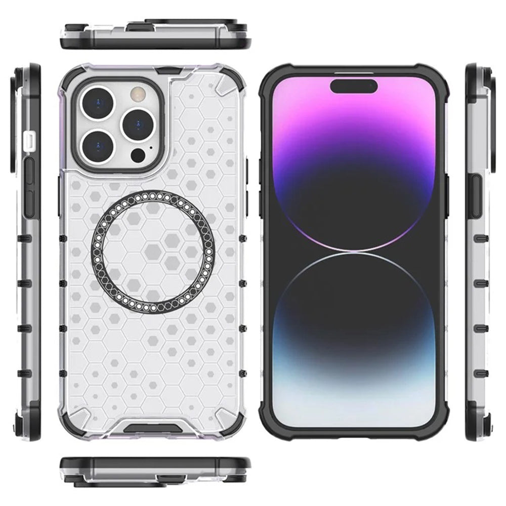 MagSafe Case for Apple iPhone 14 Pro, Techsuit, HoneyComb Shield, Black
