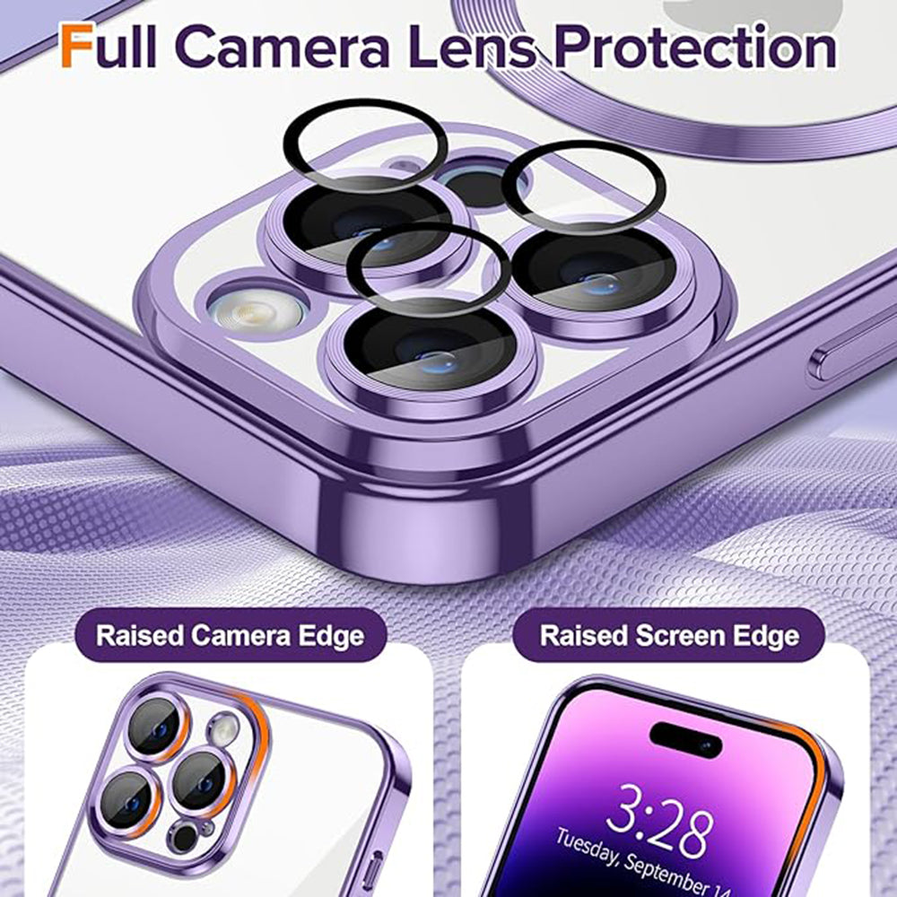 Θήκη MagSafe για Apple iPhone 14 Pro, Techsuit, Luxury Crystal, Ανοιχτό Μωβ
