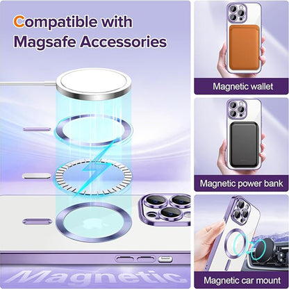 Θήκη MagSafe για Apple iPhone 14 Pro, Techsuit, Luxury Crystal, Ανοιχτό Μωβ