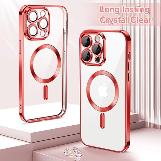 MagSafe Case for Apple iPhone 14 Pro, Techsuit, Luxury Crystal, Red