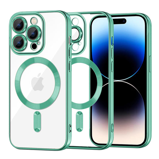 MagSafe Case for Apple iPhone 14 Pro, Techsuit, Luxury Crystal, Light Green